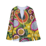 Tropical Jungle Fruits Pattern Print Long Sleeve Short Coat