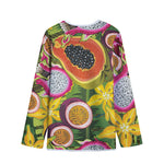 Tropical Jungle Fruits Pattern Print Long Sleeve Short Coat