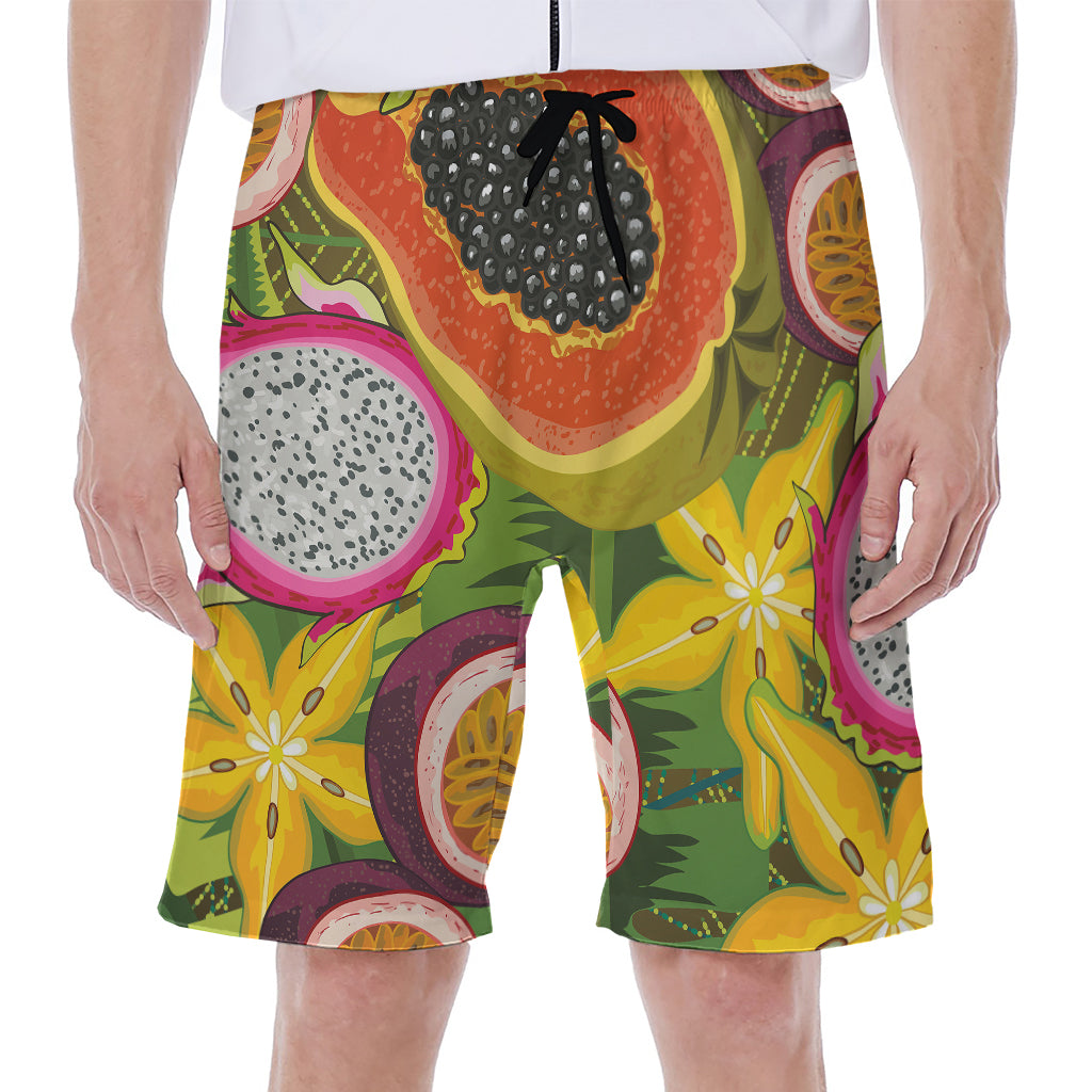 Tropical Jungle Fruits Pattern Print Men's Beach Shorts