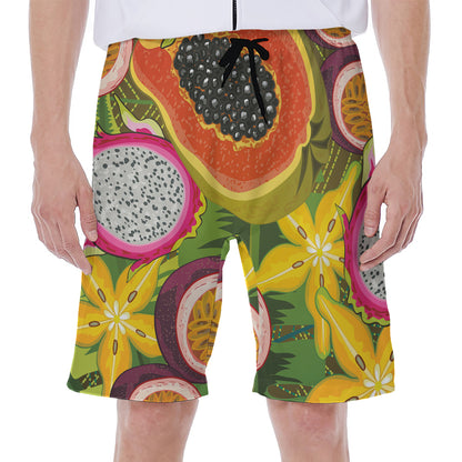Tropical Jungle Fruits Pattern Print Men's Beach Shorts