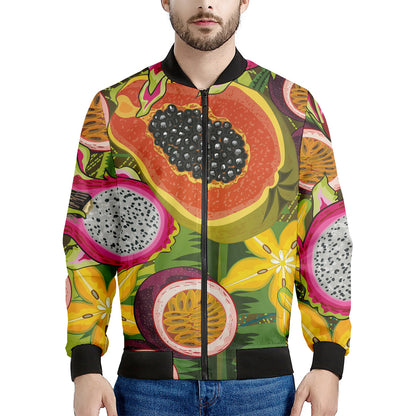 Tropical Jungle Fruits Pattern Print Men's Bomber Jacket