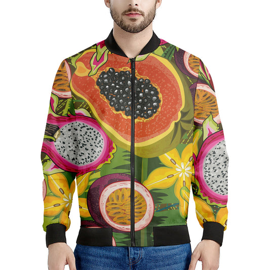 Tropical Jungle Fruits Pattern Print Men's Bomber Jacket