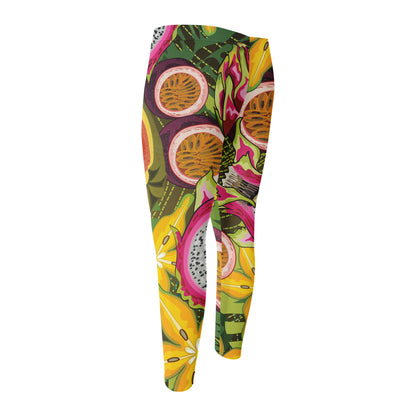 Tropical Jungle Fruits Pattern Print Men's Compression Pants