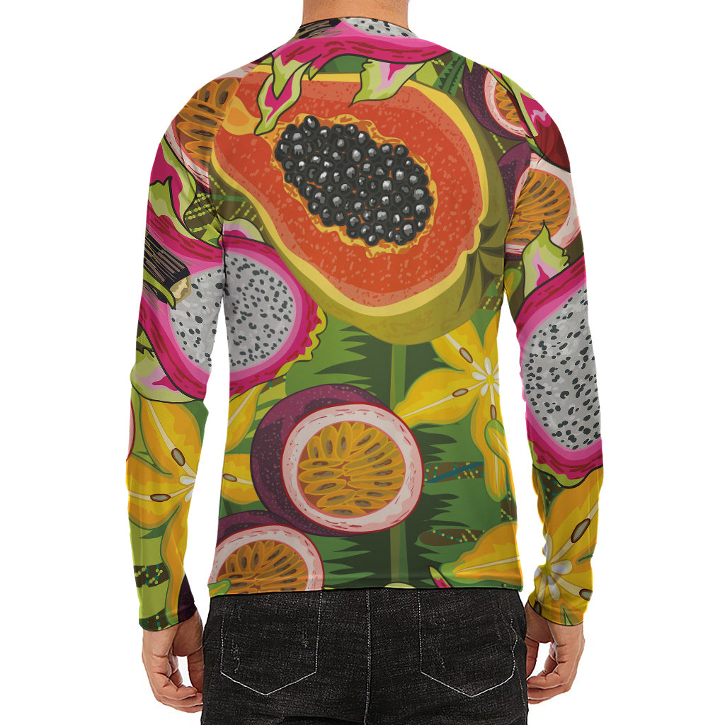 Tropical Jungle Fruits Pattern Print Men's Long Sleeve Rash Guard