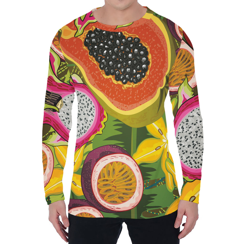 Tropical Jungle Fruits Pattern Print Men's Long Sleeve T-Shirt