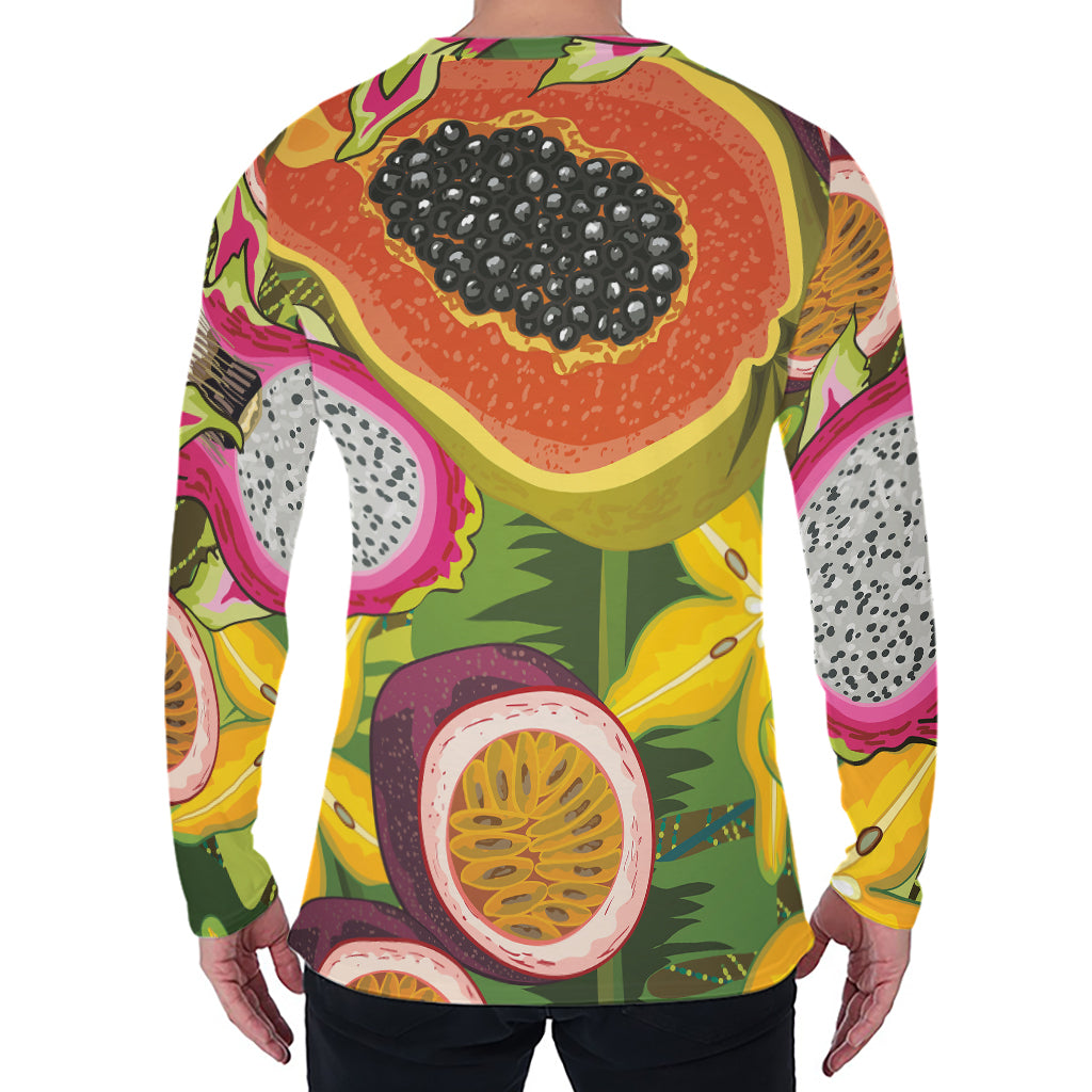 Tropical Jungle Fruits Pattern Print Men's Long Sleeve T-Shirt