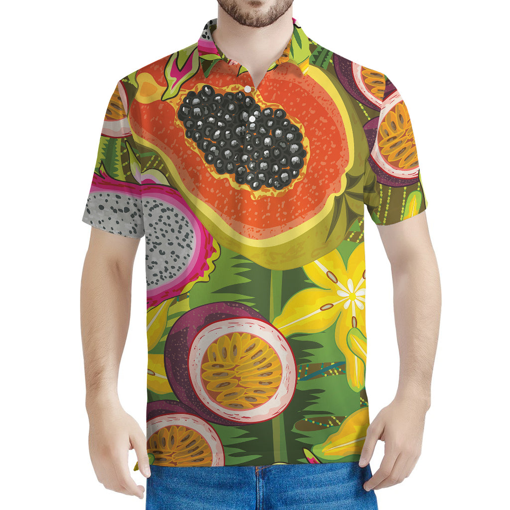 Tropical Jungle Fruits Pattern Print Men's Polo Shirt