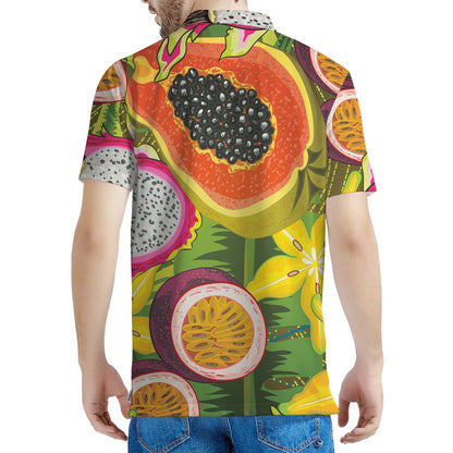 Tropical Jungle Fruits Pattern Print Men's Polo Shirt