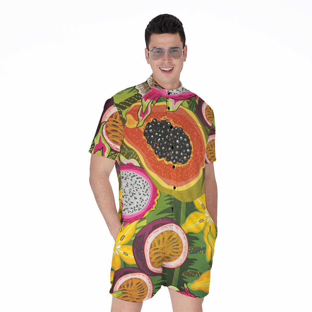 Tropical Jungle Fruits Pattern Print Men's Rompers