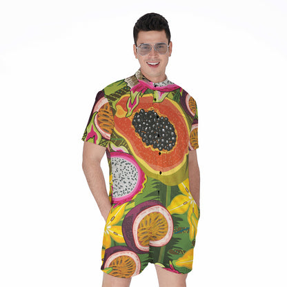 Tropical Jungle Fruits Pattern Print Men's Rompers