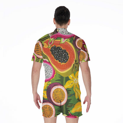 Tropical Jungle Fruits Pattern Print Men's Rompers