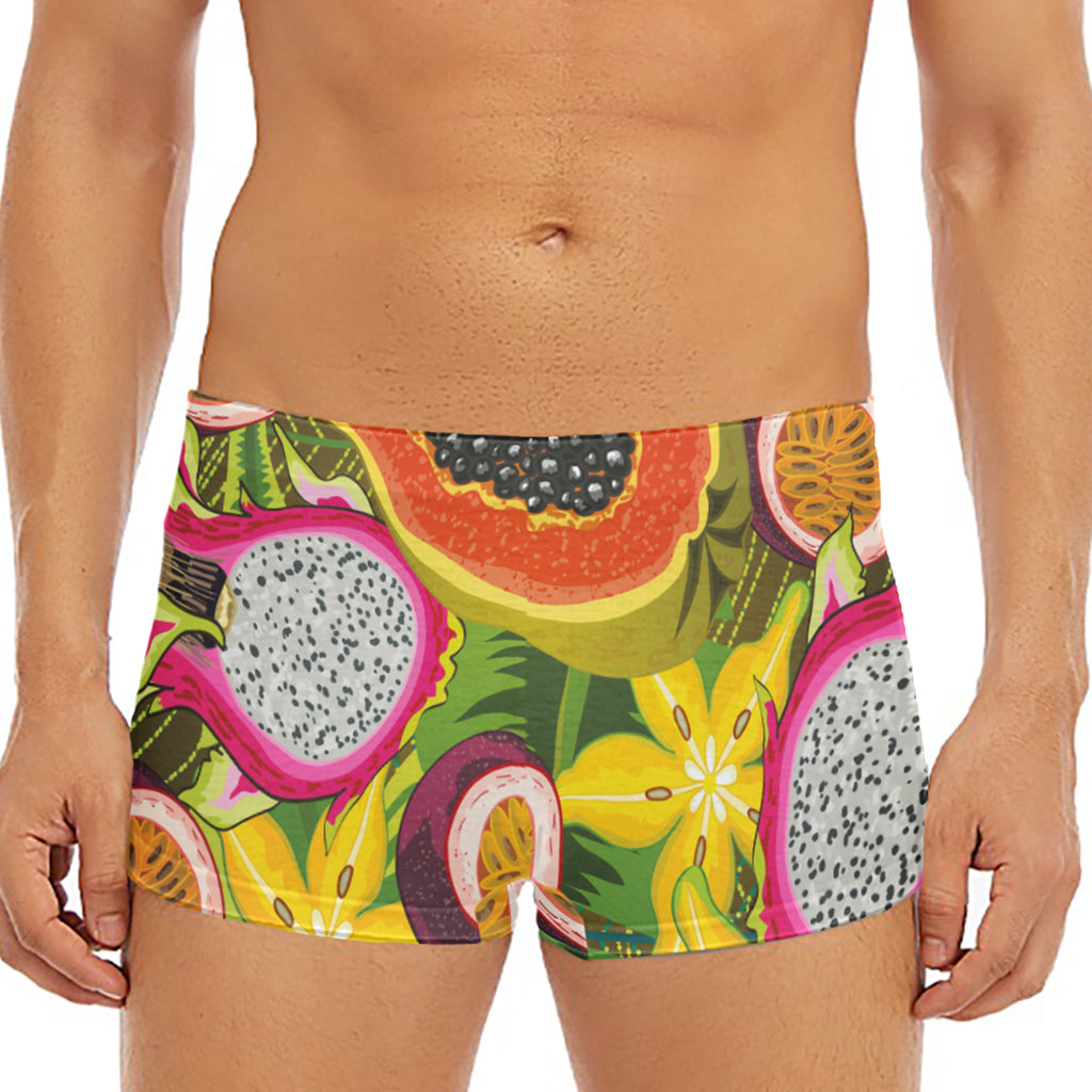 Tropical Jungle Fruits Pattern Print Men's Short Boxer Briefs