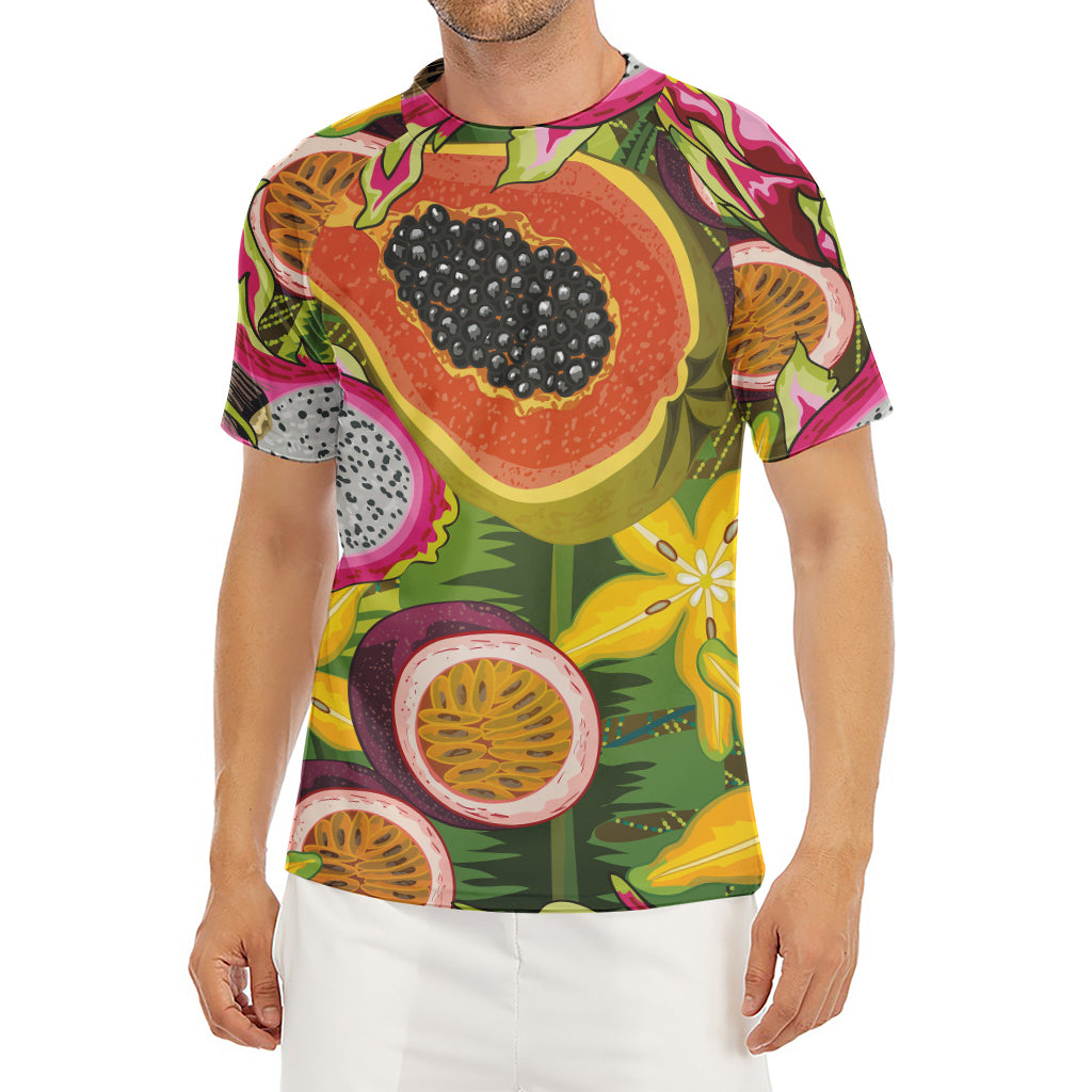 Tropical Jungle Fruits Pattern Print Men's Short Sleeve Rash Guard