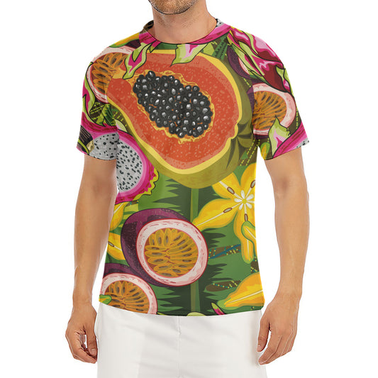 Tropical Jungle Fruits Pattern Print Men's Short Sleeve Rash Guard