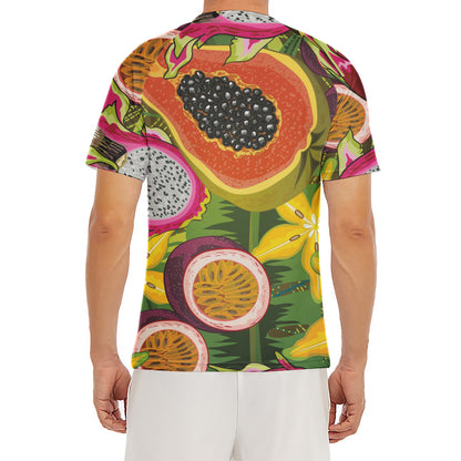 Tropical Jungle Fruits Pattern Print Men's Short Sleeve Rash Guard