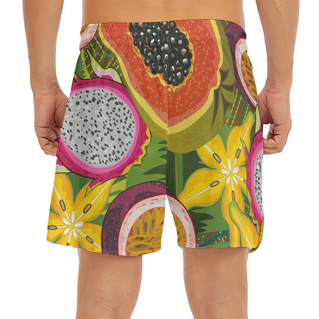 Tropical Jungle Fruits Pattern Print Men's Split Running Shorts