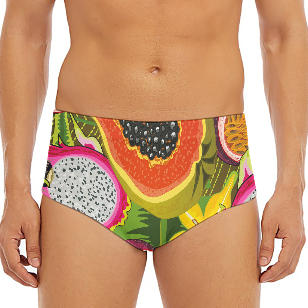 Tropical Jungle Fruits Pattern Print Men's Triangle Swim Briefs