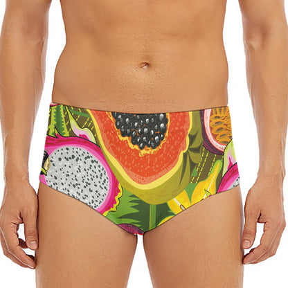 Tropical Jungle Fruits Pattern Print Men's Triangle Swim Briefs