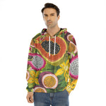 Tropical Jungle Fruits Pattern Print Men's Velvet Pullover Hoodie