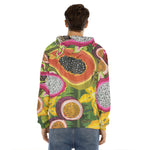 Tropical Jungle Fruits Pattern Print Men's Velvet Pullover Hoodie