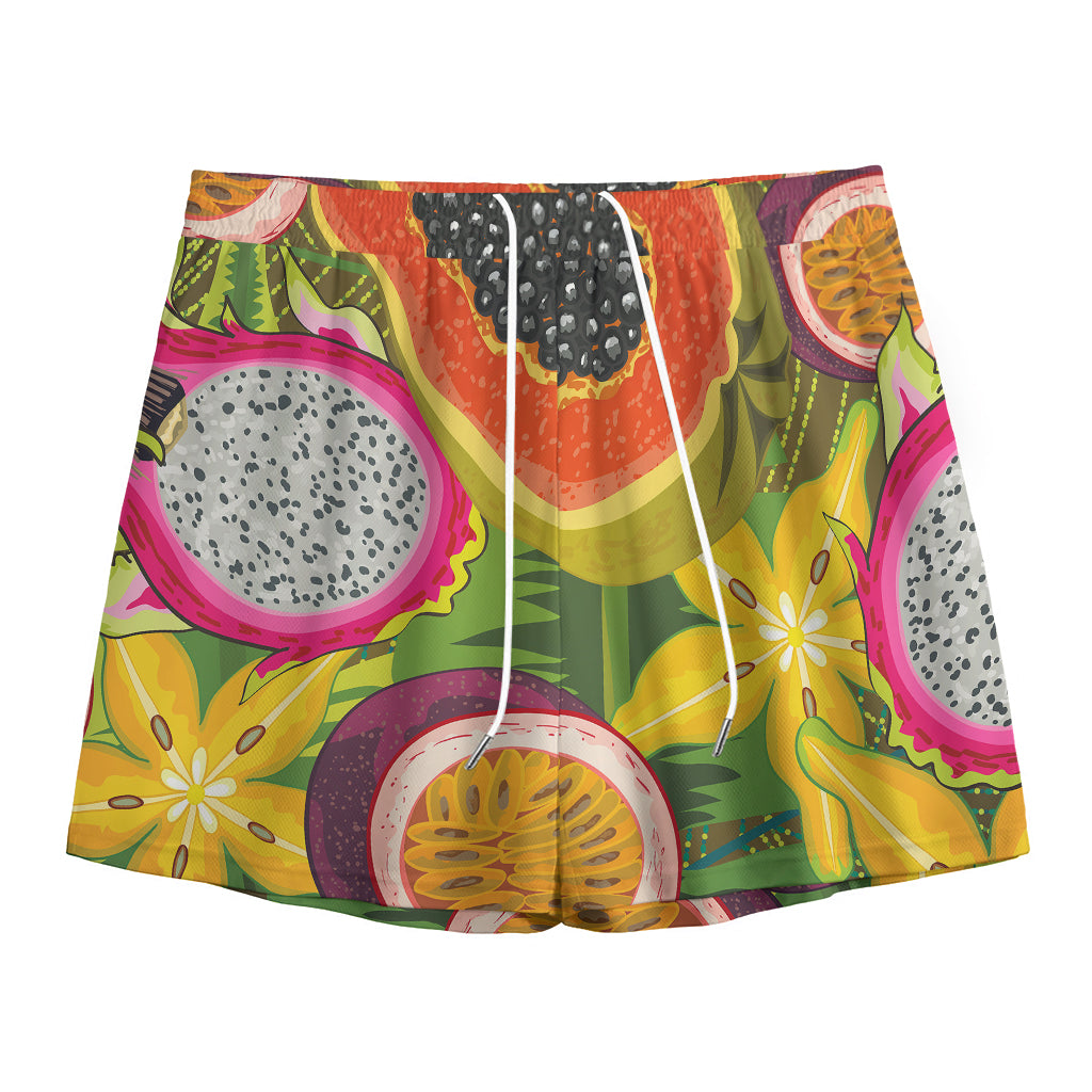 Tropical Jungle Fruits Pattern Print Mesh Shorts