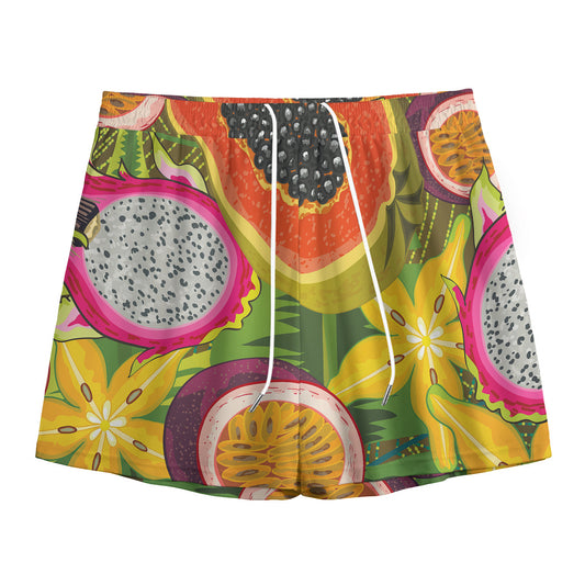 Tropical Jungle Fruits Pattern Print Mesh Shorts