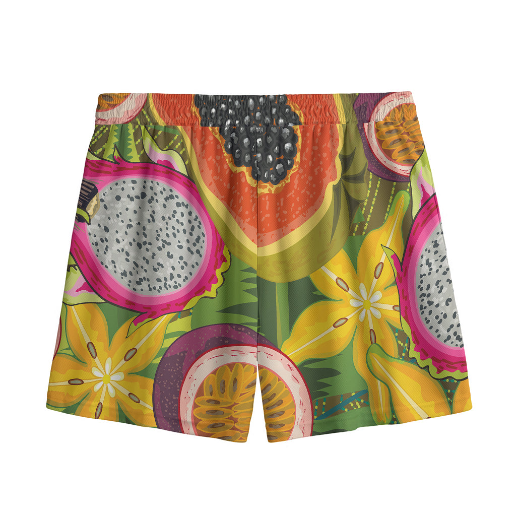 Tropical Jungle Fruits Pattern Print Mesh Shorts