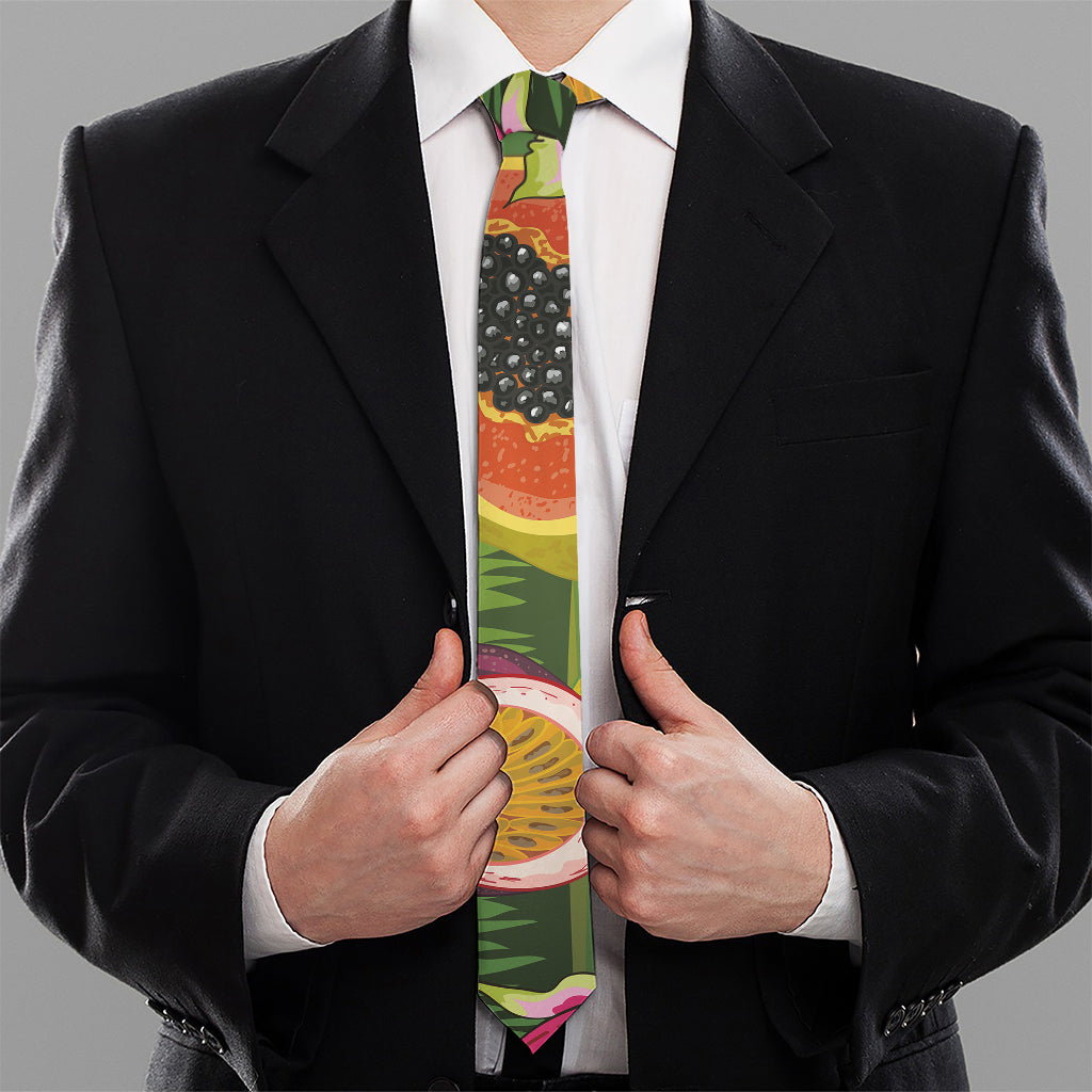 Tropical Jungle Fruits Pattern Print Necktie