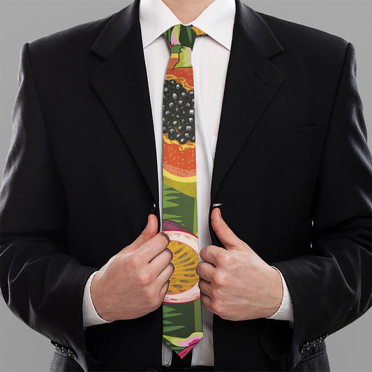 Tropical Jungle Fruits Pattern Print Necktie