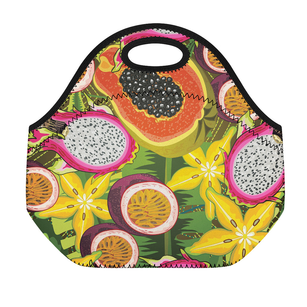 Tropical Jungle Fruits Pattern Print Neoprene Lunch Bag