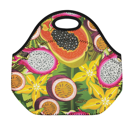 Tropical Jungle Fruits Pattern Print Neoprene Lunch Bag
