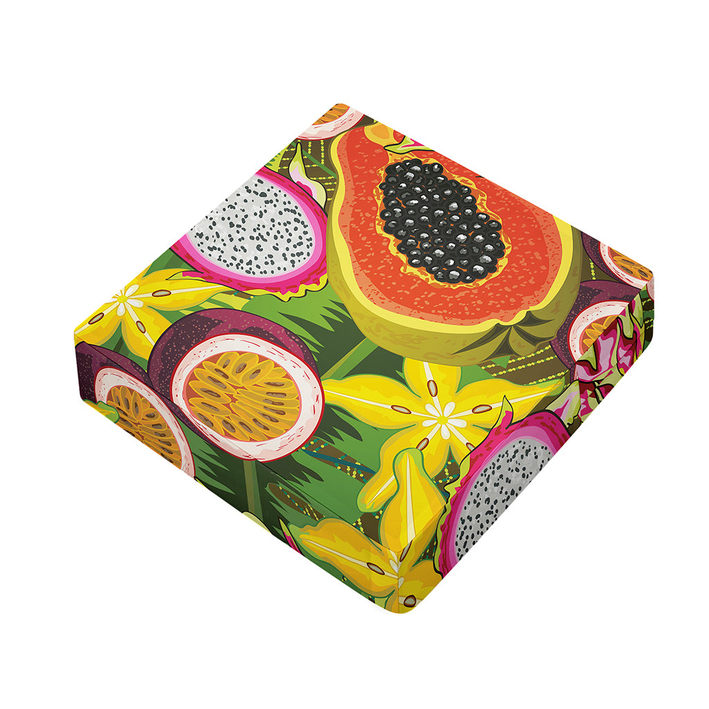Tropical Jungle Fruits Pattern Print Outdoor Seat Cushion Cover