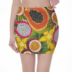 Tropical Jungle Fruits Pattern Print Pencil Mini Skirt