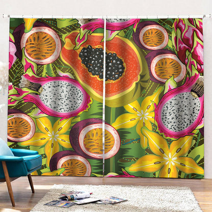 Tropical Jungle Fruits Pattern Print Pencil Pleat Curtains