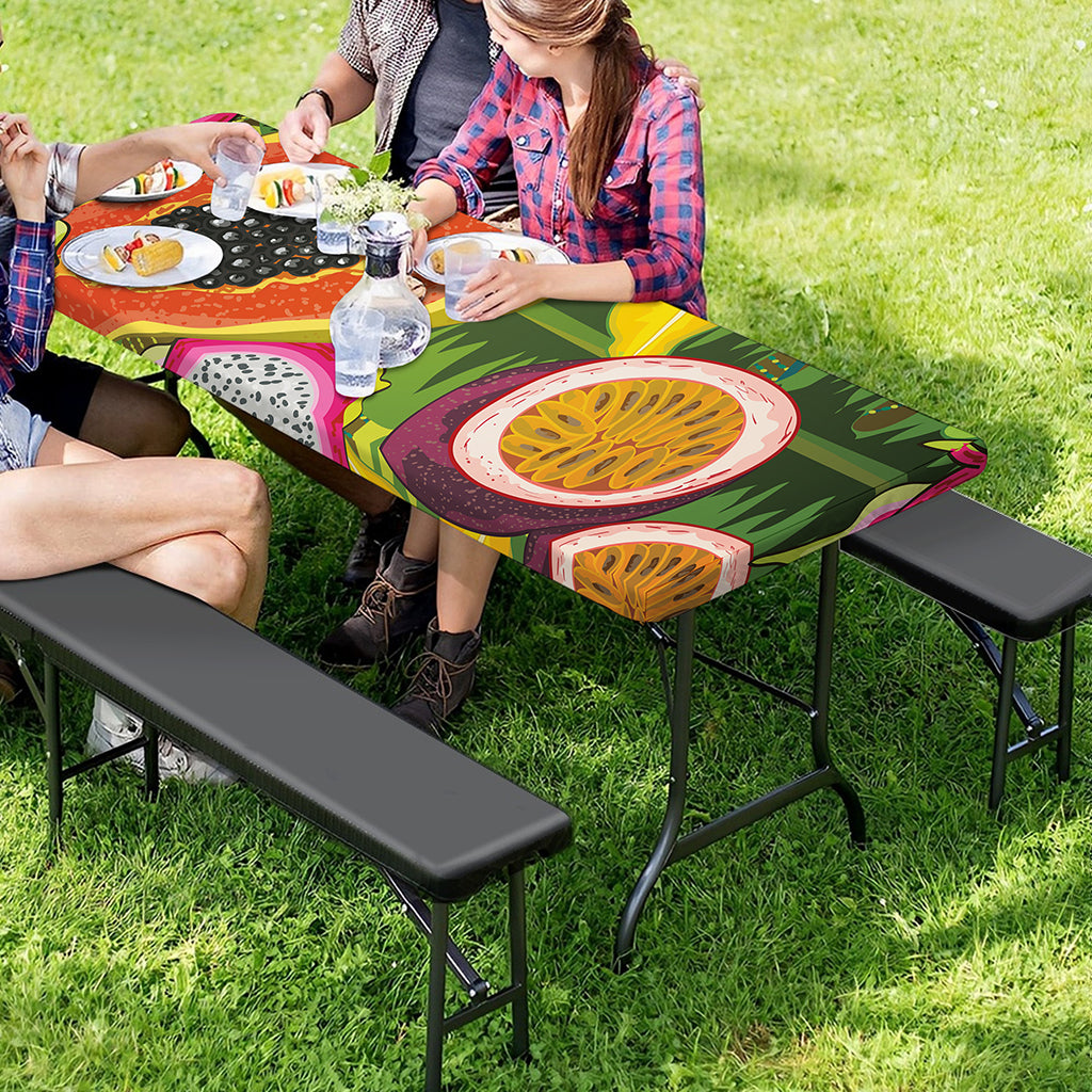 Tropical Jungle Fruits Pattern Print Picnic Table Cover