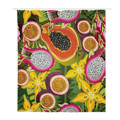 Tropical Jungle Fruits Pattern Print Polyester Shower Curtain