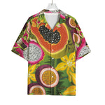 Tropical Jungle Fruits Pattern Print Rayon Hawaiian Shirt