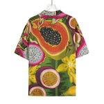 Tropical Jungle Fruits Pattern Print Rayon Hawaiian Shirt