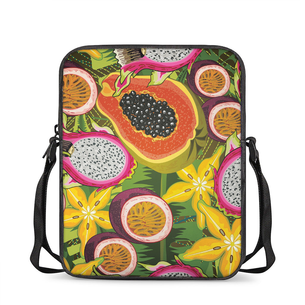 Tropical Jungle Fruits Pattern Print Rectangular Crossbody Bag