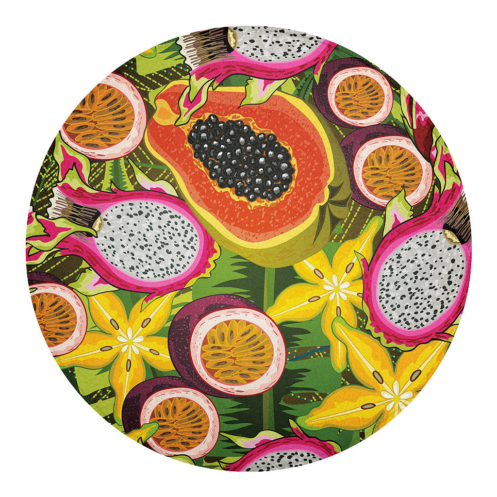 Tropical Jungle Fruits Pattern Print Round Blanket