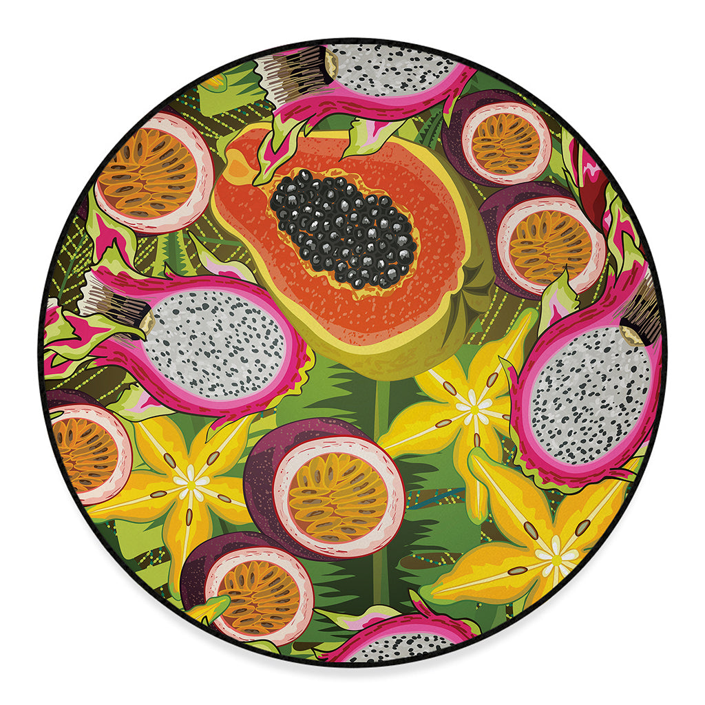 Tropical Jungle Fruits Pattern Print Round Floor Mat