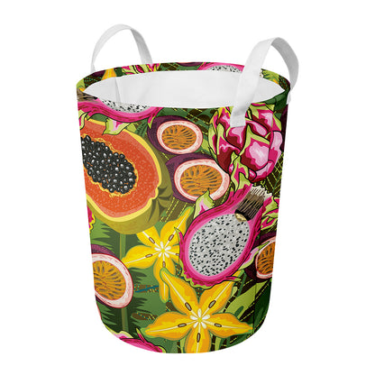 Tropical Jungle Fruits Pattern Print Round Laundry Basket