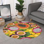 Tropical Jungle Fruits Pattern Print Round Rug