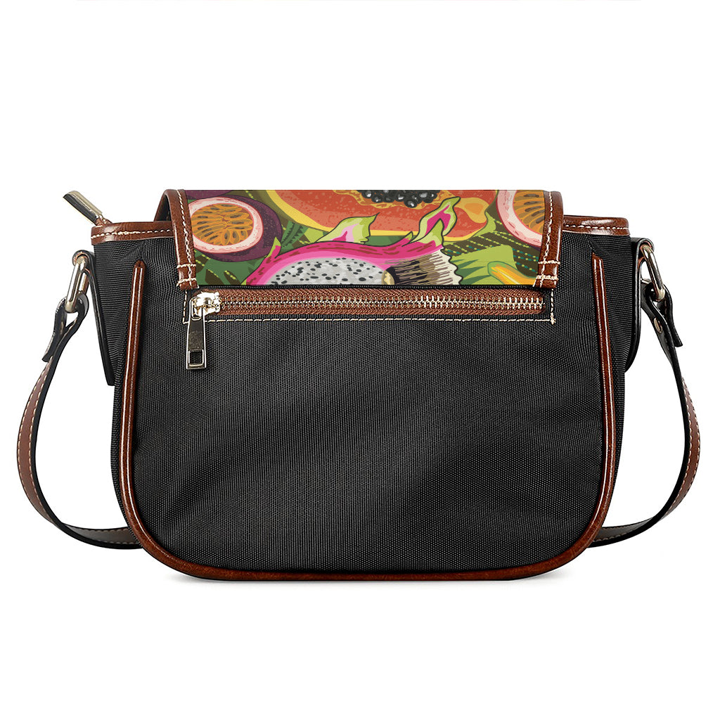 Tropical Jungle Fruits Pattern Print Saddle Bag
