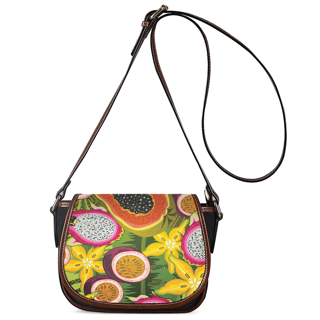 Tropical Jungle Fruits Pattern Print Saddle Bag