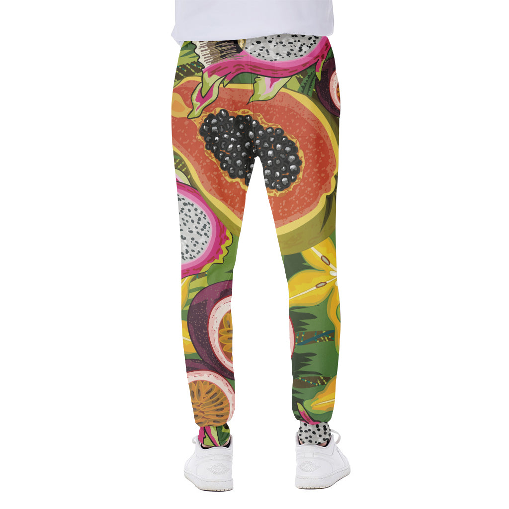 Tropical Jungle Fruits Pattern Print Scuba Joggers