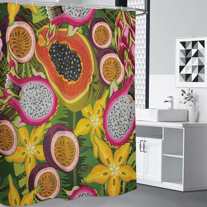 Tropical Jungle Fruits Pattern Print Shower Curtain