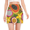 Tropical Jungle Fruits Pattern Print Side Slit Mini Skirt