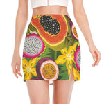 Tropical Jungle Fruits Pattern Print Side Slit Mini Skirt