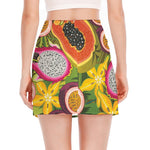 Tropical Jungle Fruits Pattern Print Side Slit Mini Skirt